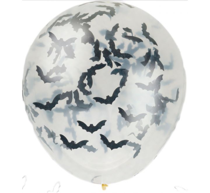 Bat Confetti Balloon 16'' Latex 5pk